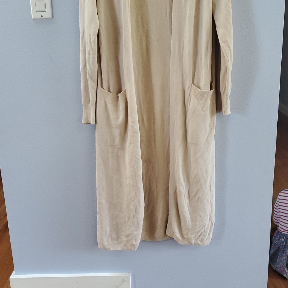 Avec Les Filles Cream Open-Front Long Cardigan - Picture 2 of 8